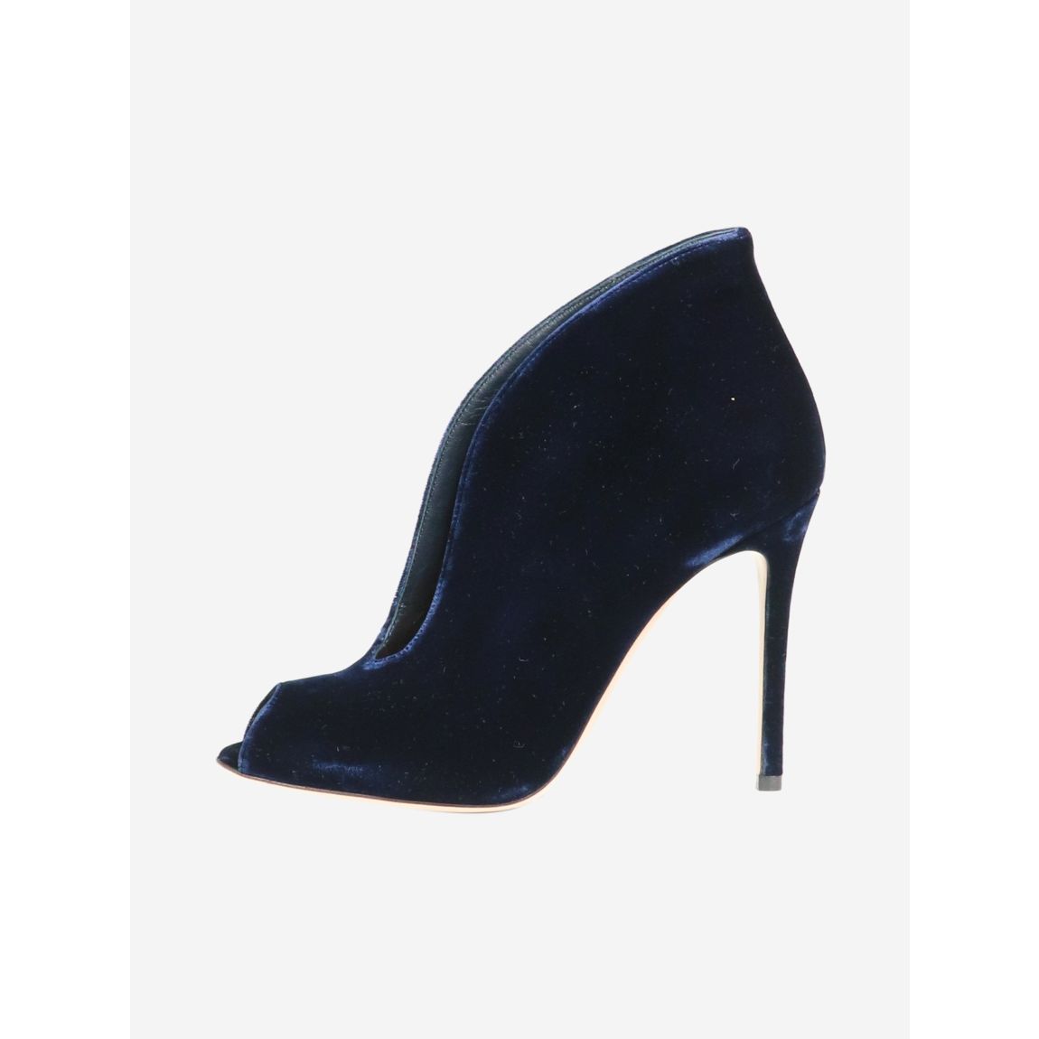Blue velvet vamp v cut peep-toe booties main product photo
