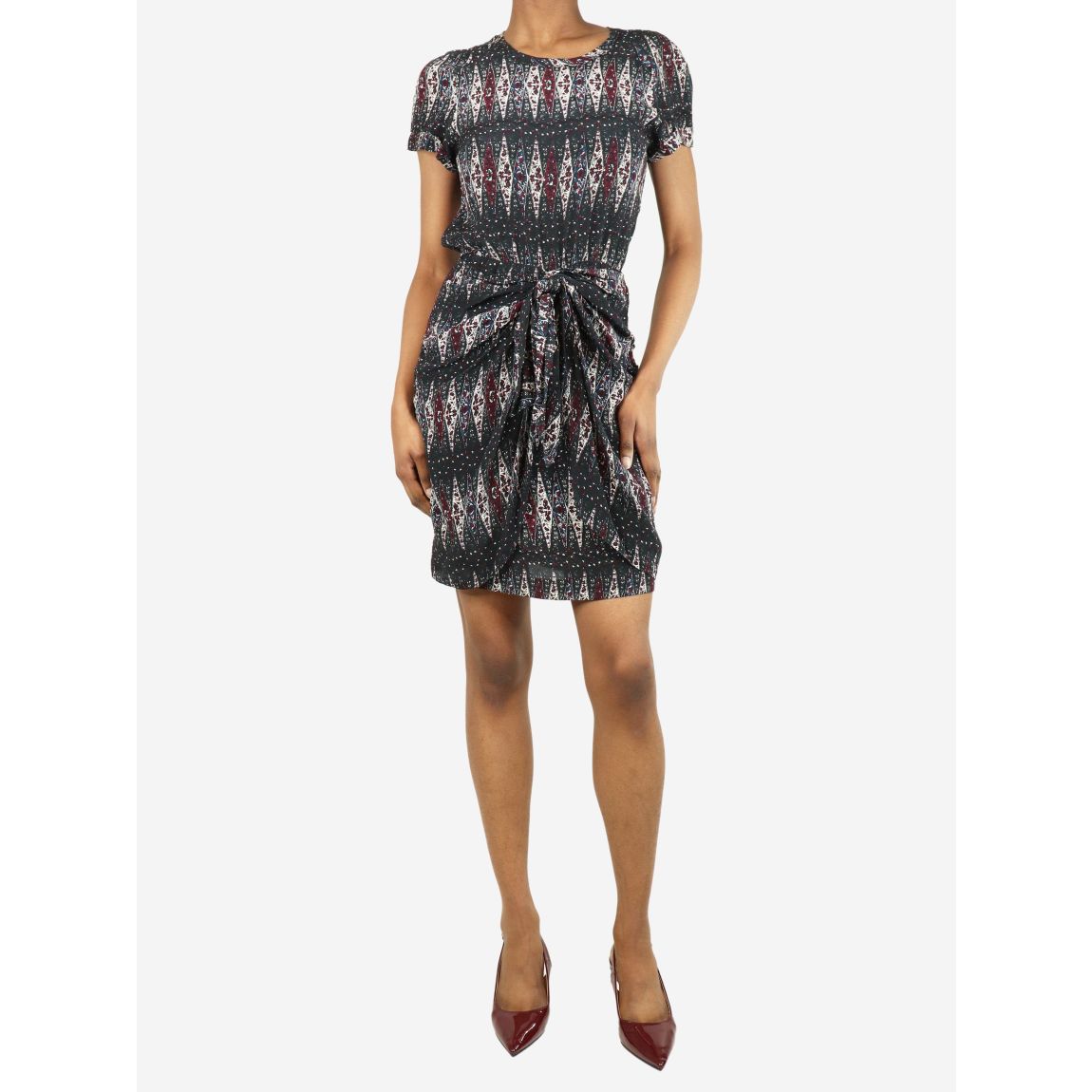 Multicoloured printed silk midi dress main product photo