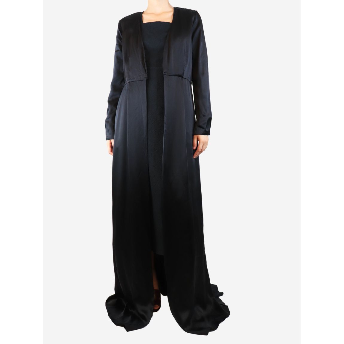 Black satin wrap maxi dress , UK 16 main product photo