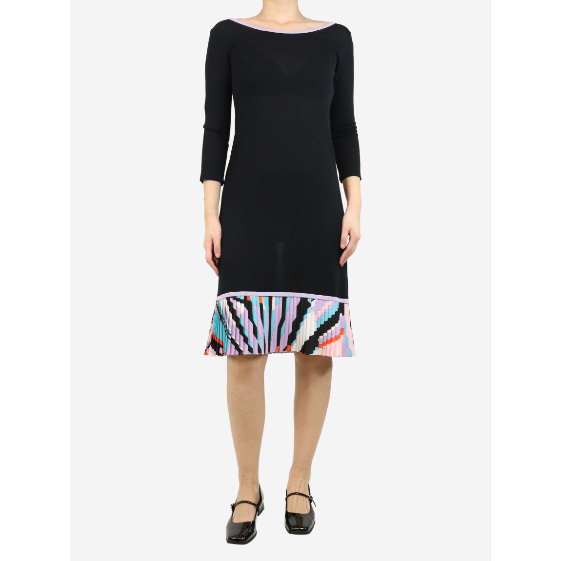 Black boat neck midi dress main product photo