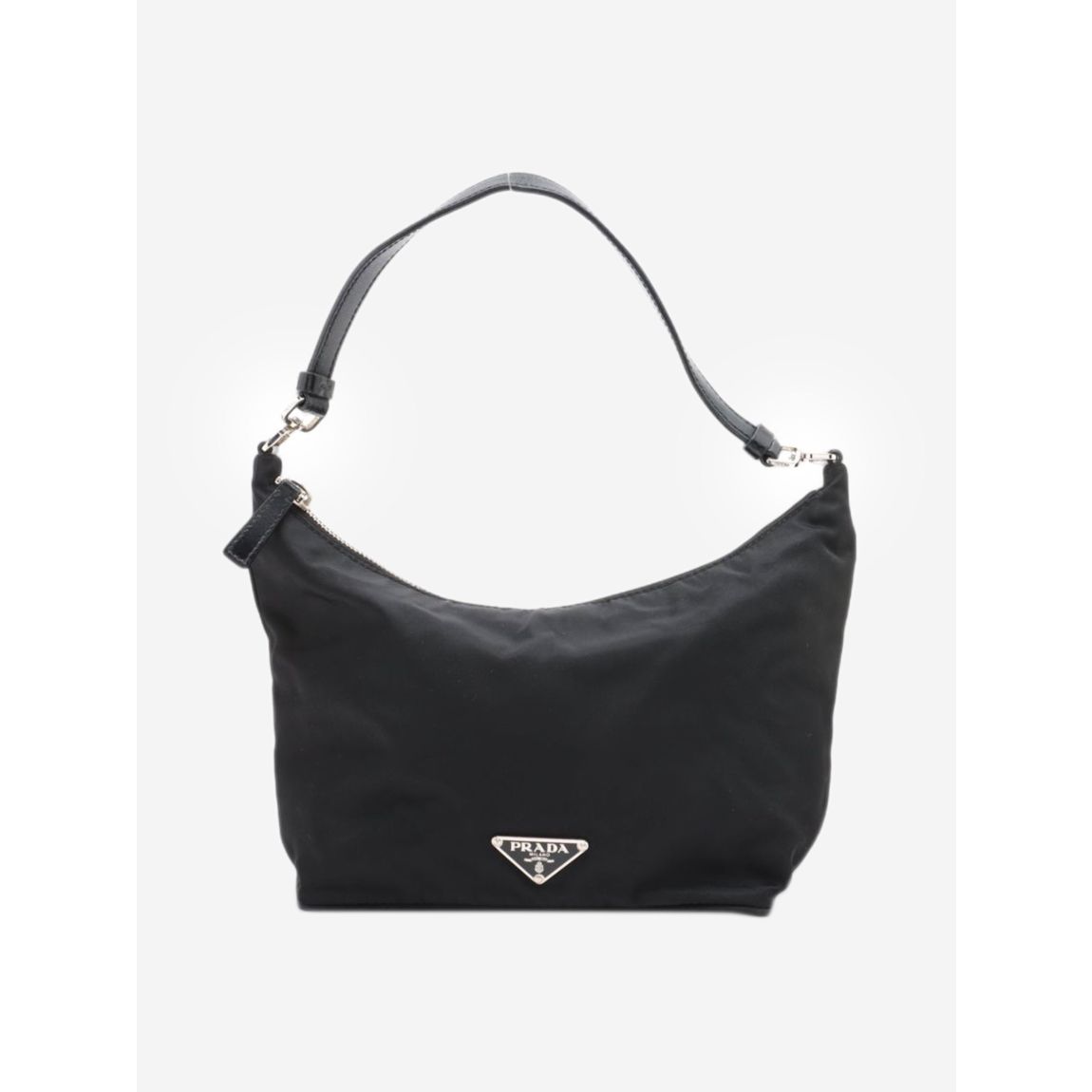Black nylon and leather shoulder bag main product photo