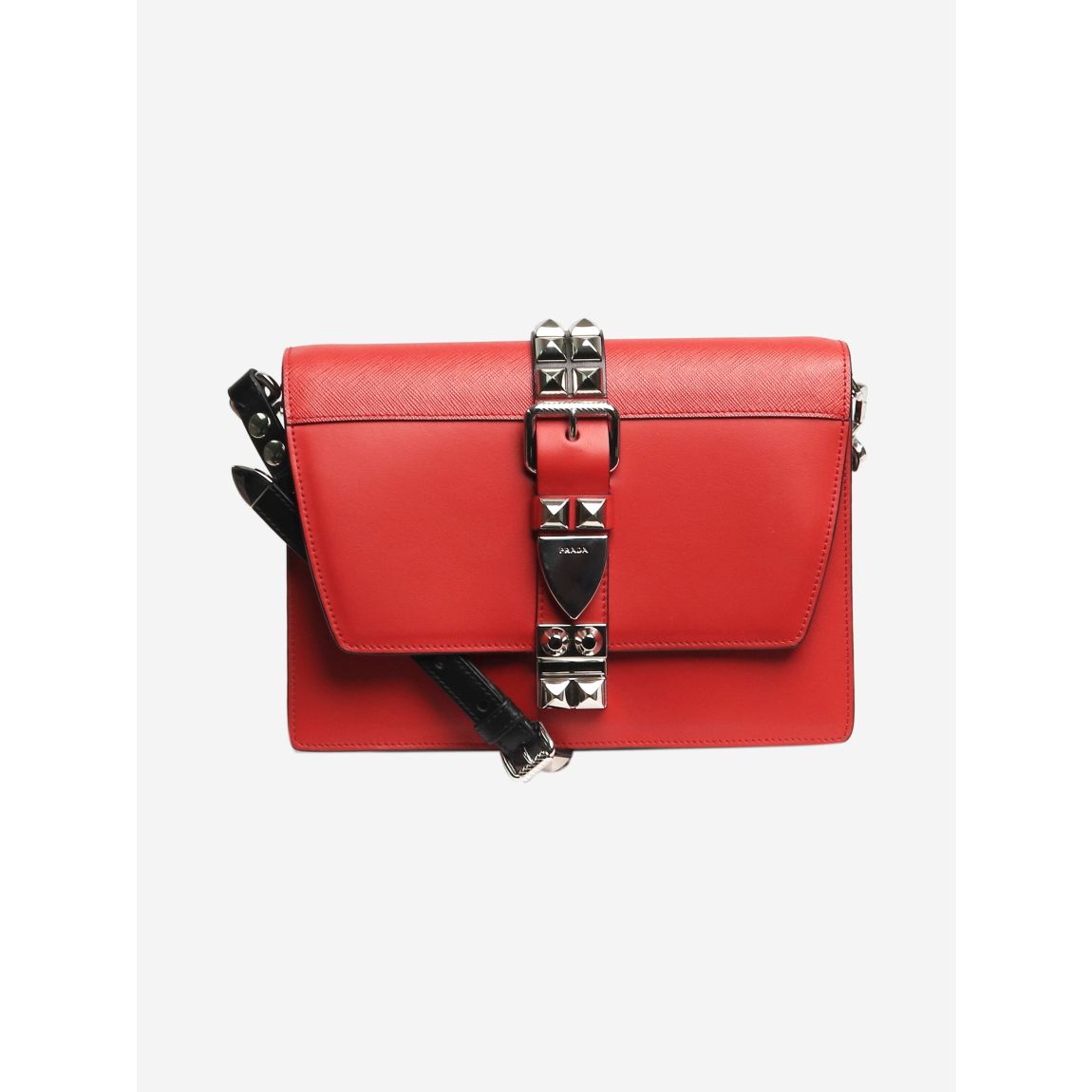 Red elektra spiked leather bag main product photo