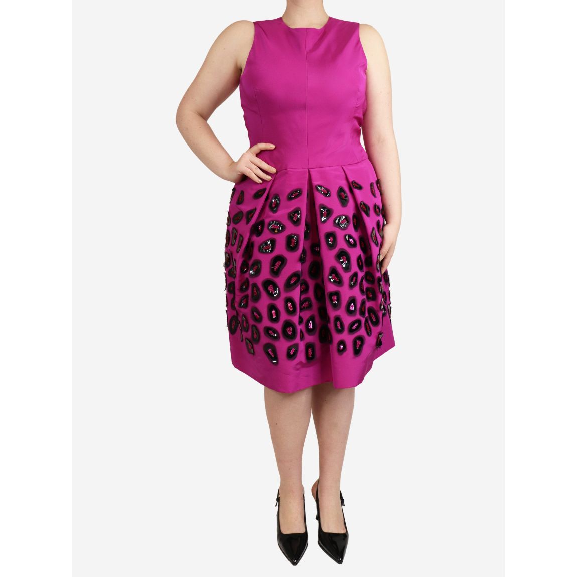 Purple sequin silk dress main product photo