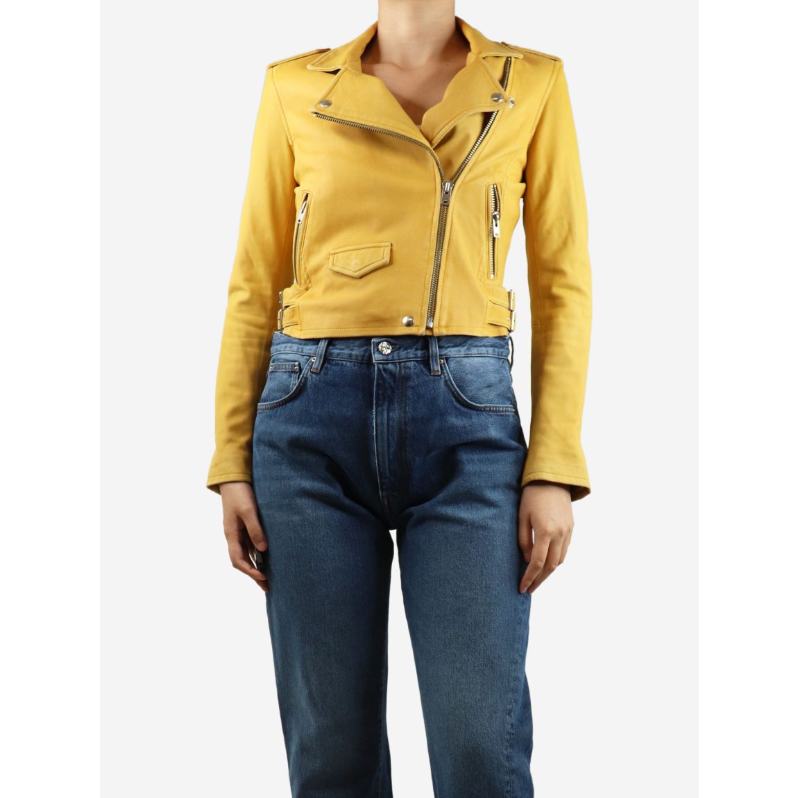 Mustard Ashville leather biker jacket main product photo