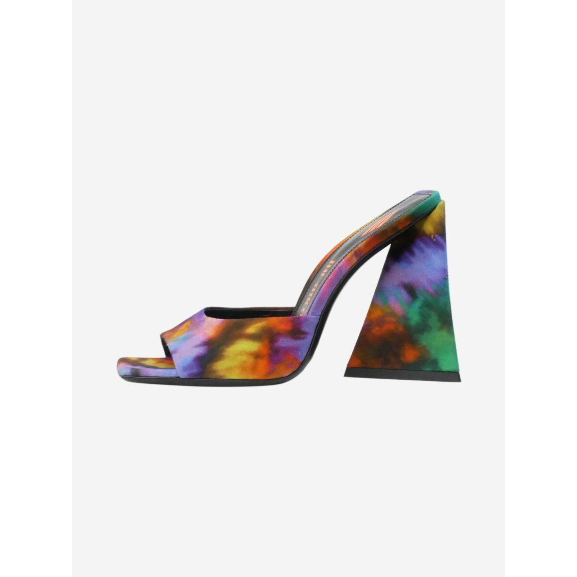Multicoloured satin patterned mules main product photo