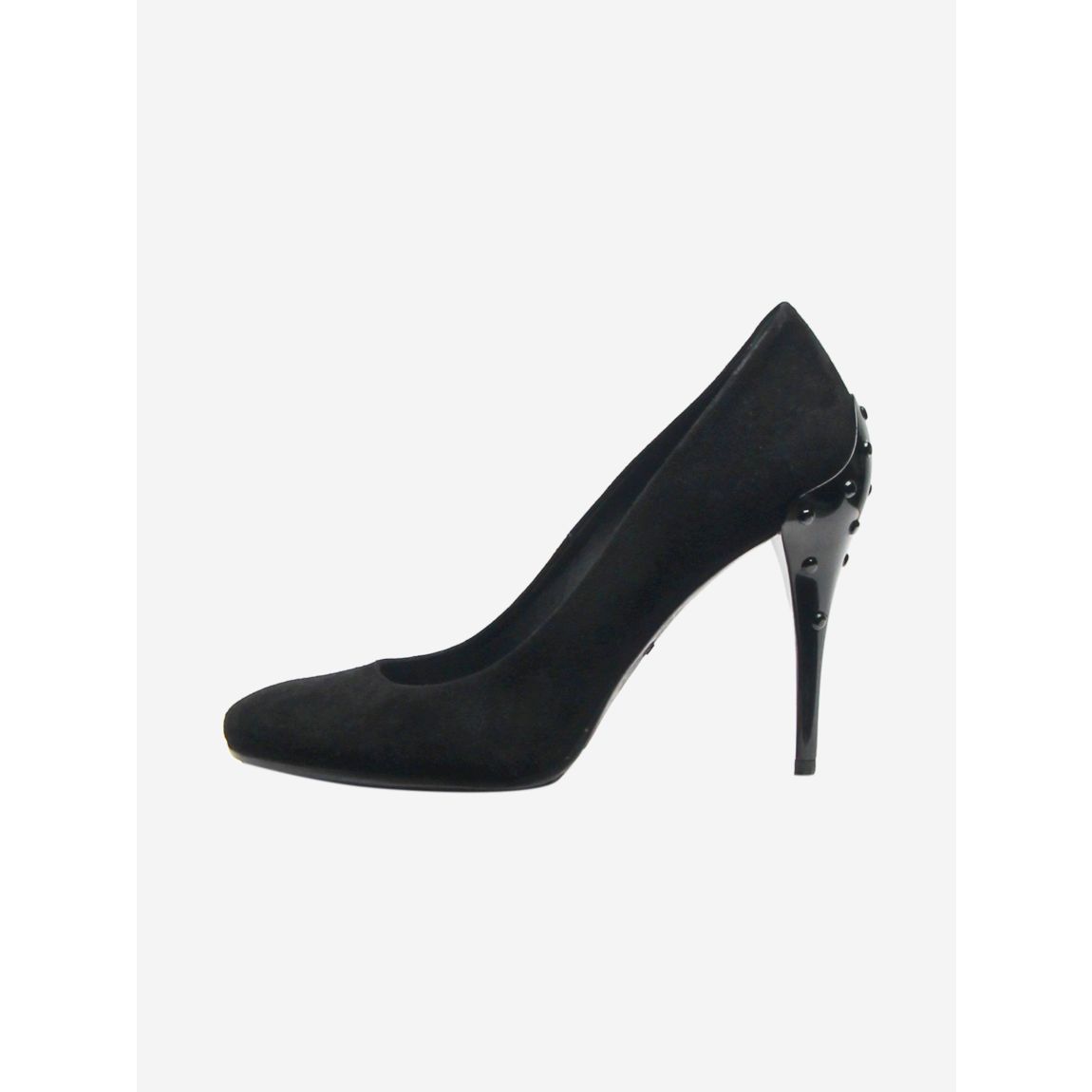 Black suede almond-toe pumps main product photo