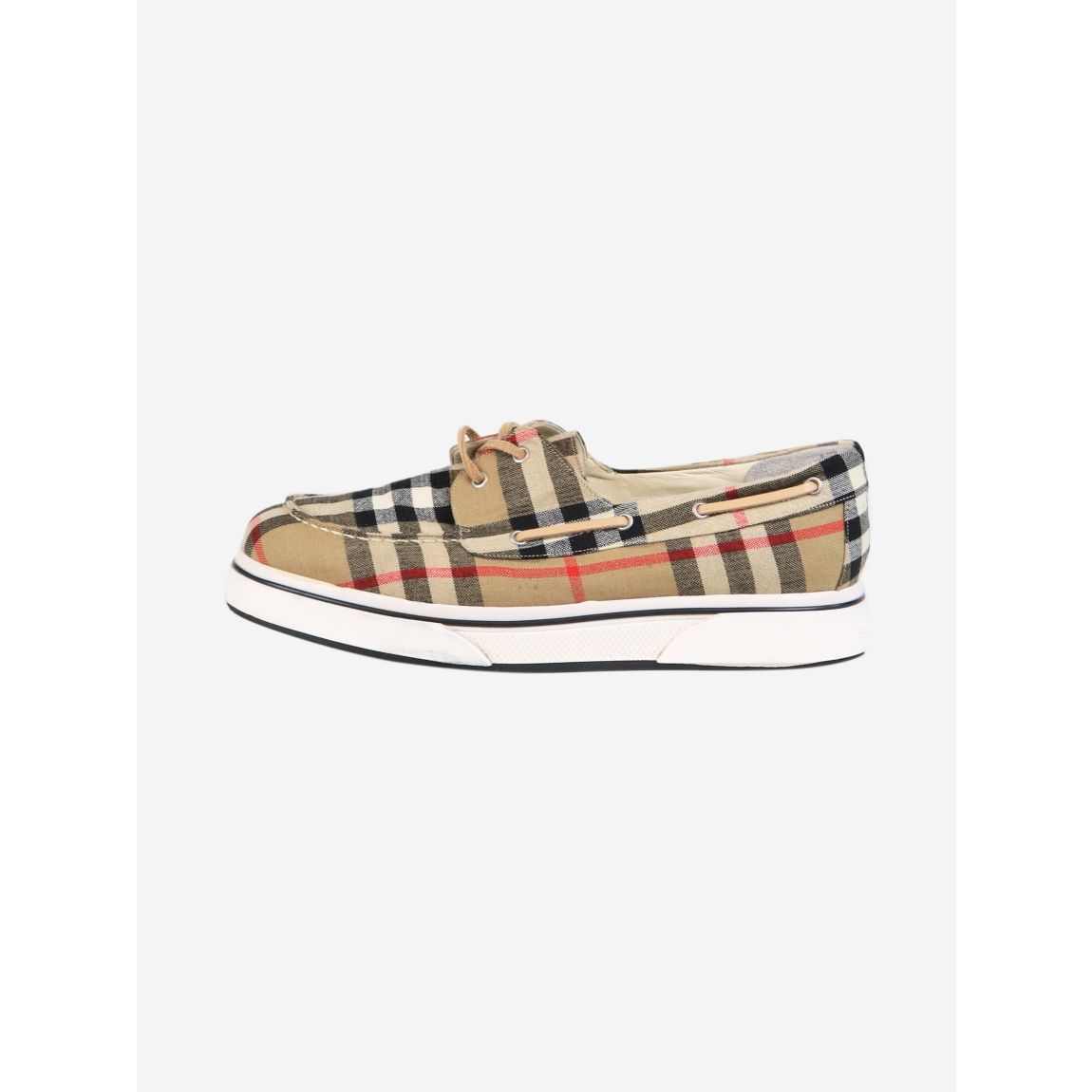 Brown nova check boat shoes main product photo