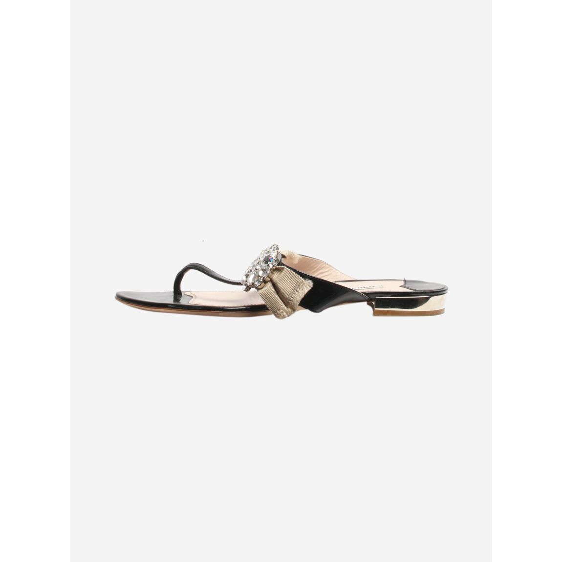 Black patent bejewelled sandals main product photo