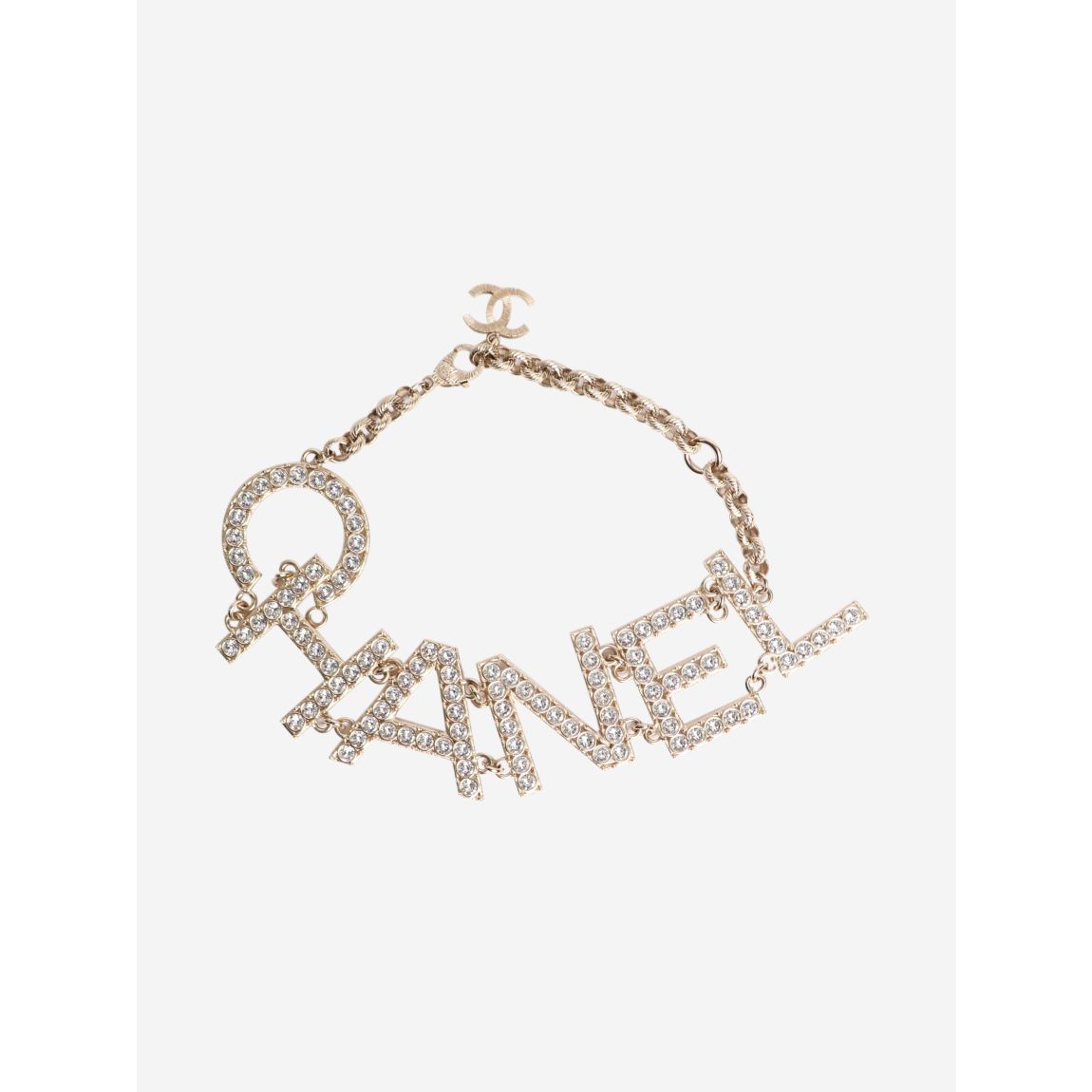 Gold rhinestone CC choker main product photo