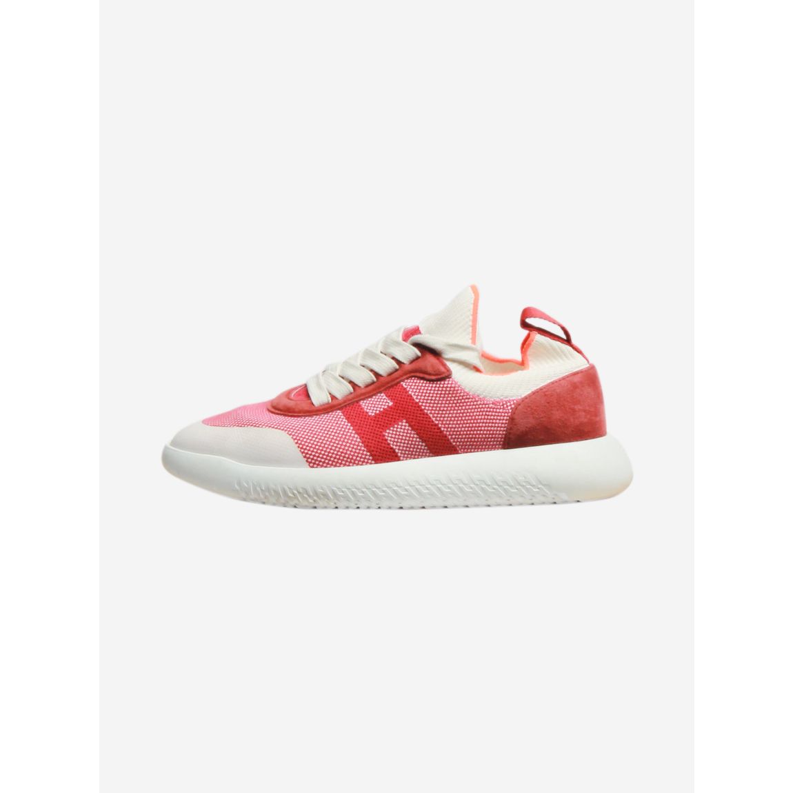 Red and white Crew trainers main product photo