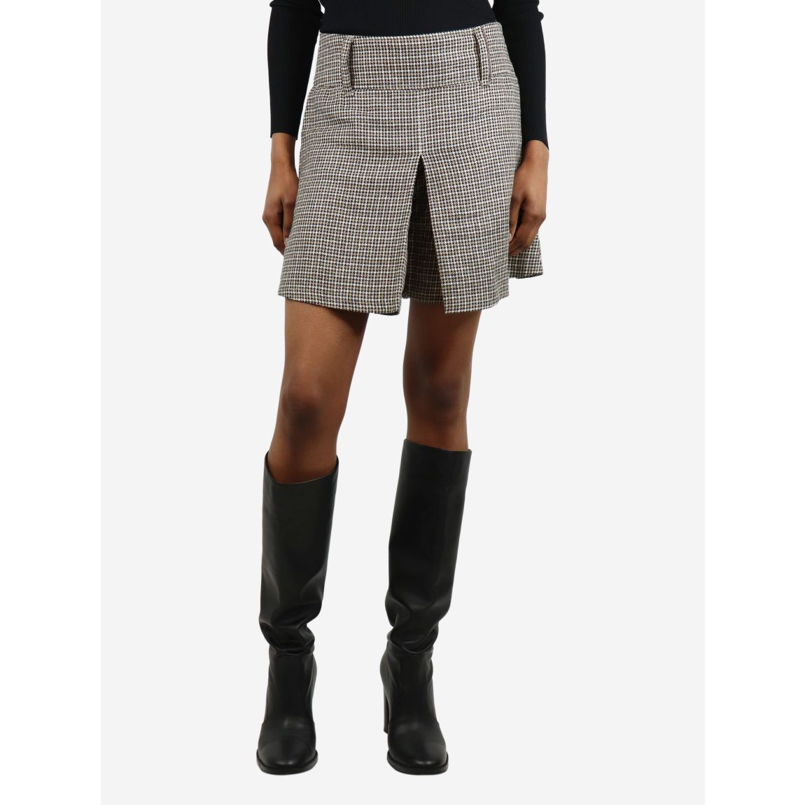Neutral check linen lurex skort main product photo