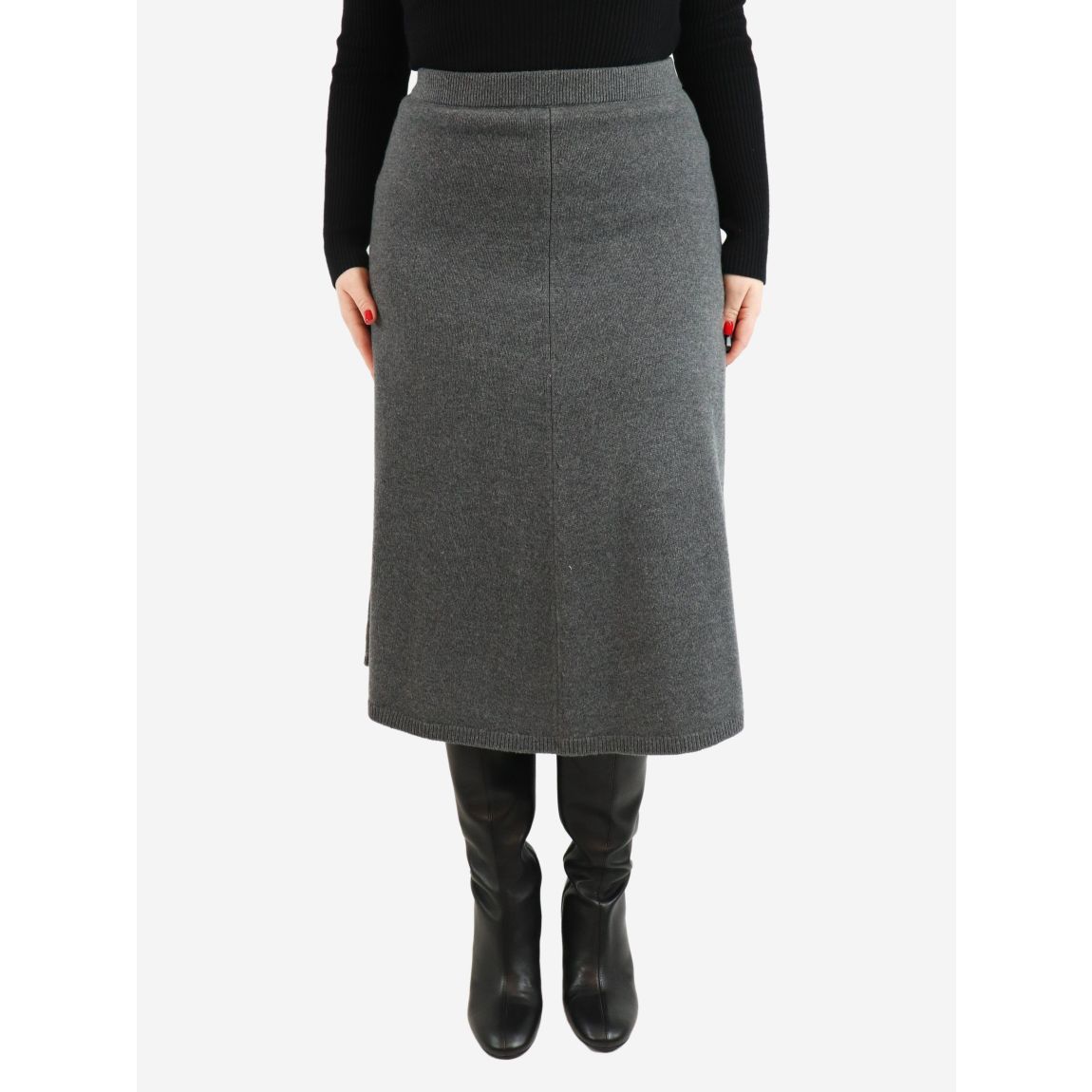 Grey wool midi skirt main product photo