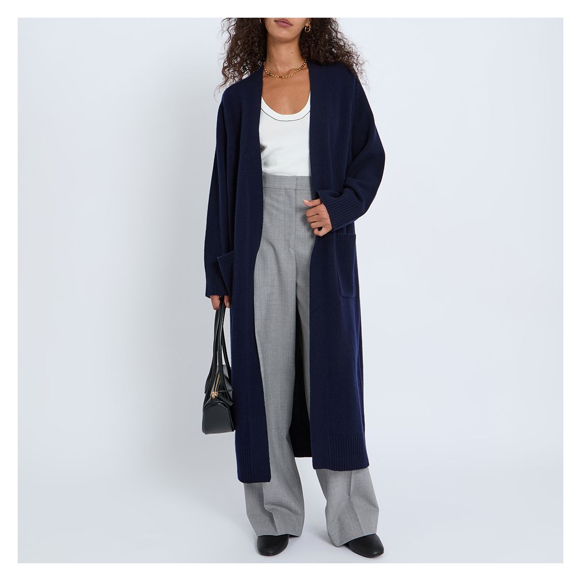 NAVY WOOL COATIGAN main product photo