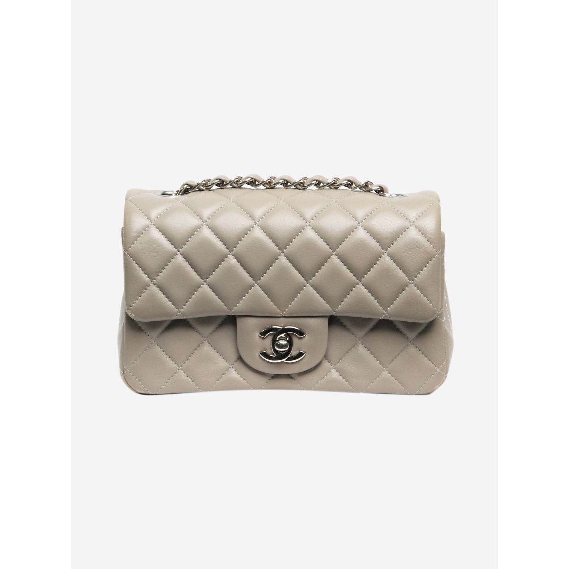 Grey 2019 lambskin mini rectangle Classic Single Flap bag main product photo