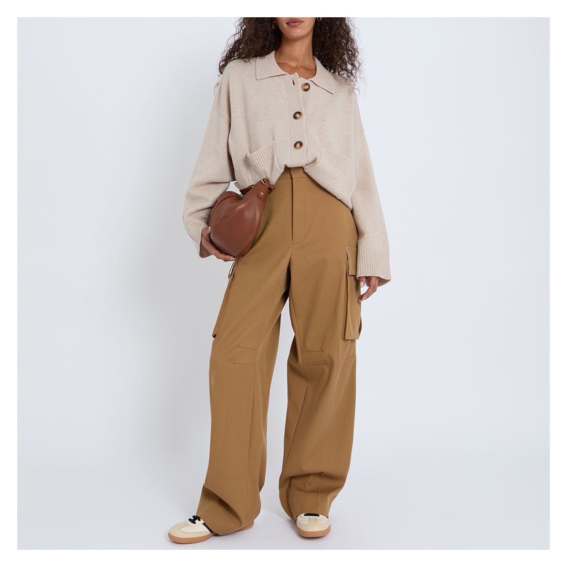 NEW CREAM WOOL BOXY COLLARED CARDIGAN main product photo