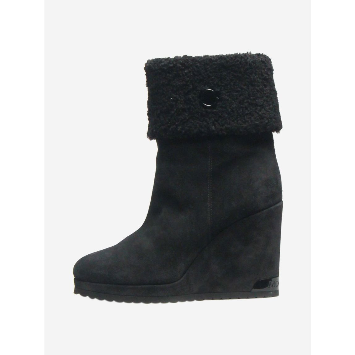 Moncler black suede wedge main product photo