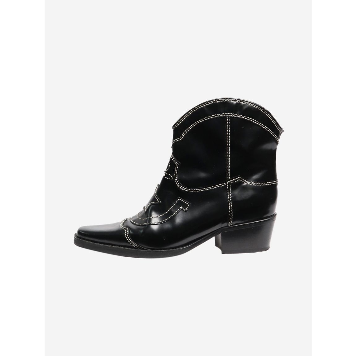 Ganni black cowboy ankle main product photo