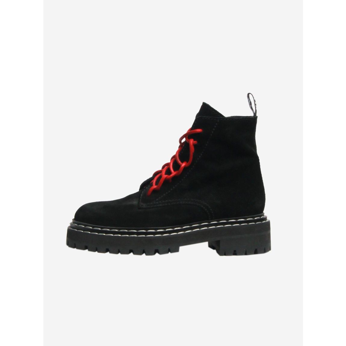 Black suede double-stitched ankle boots main product photo