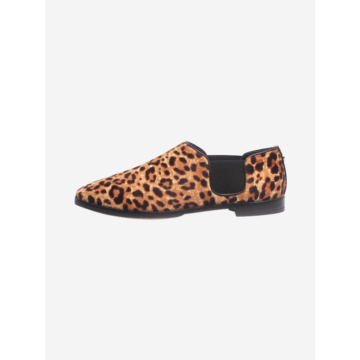 Brown animal-print pony hair flat shoes main product photo