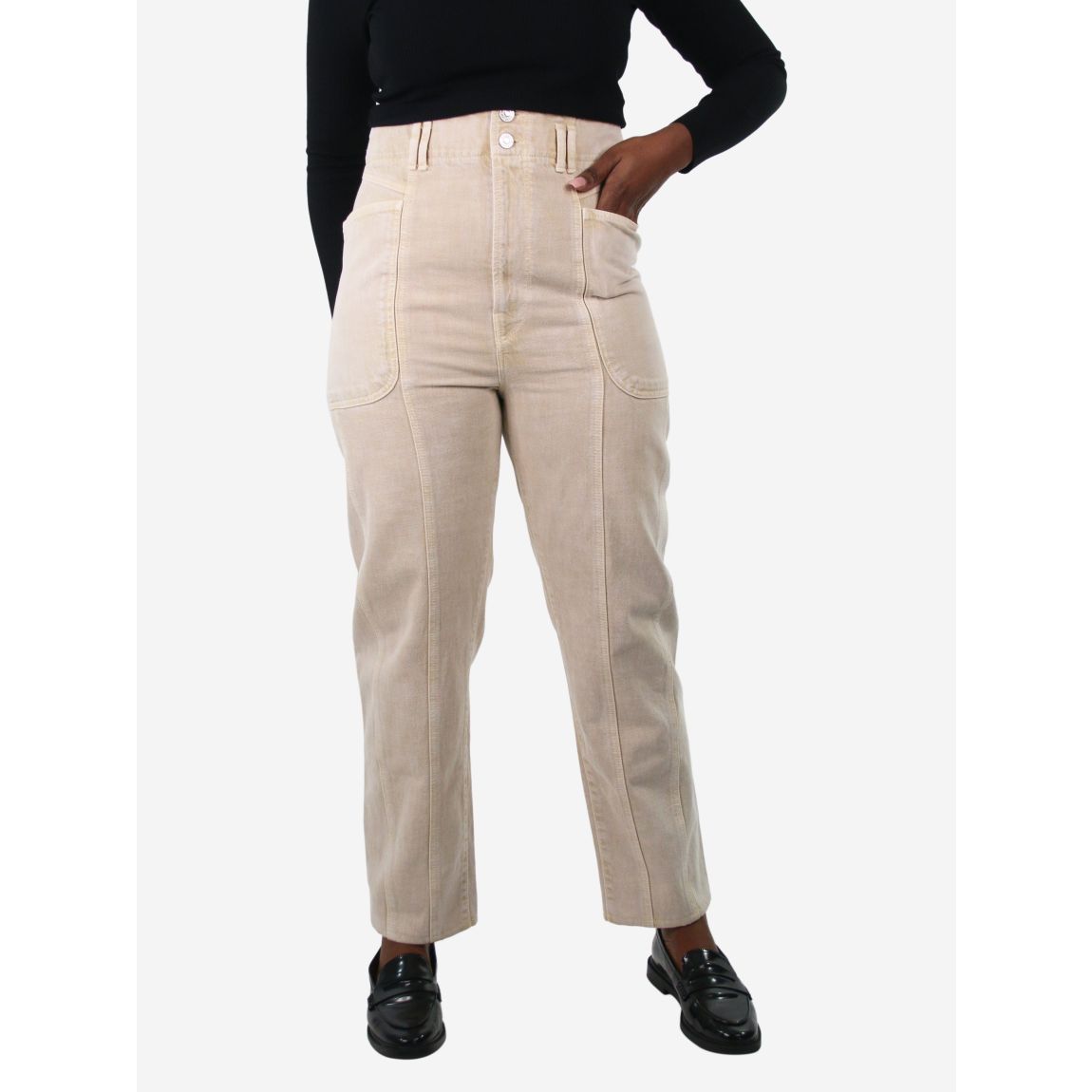 Neutral high-rise cut Tess pants main product photo