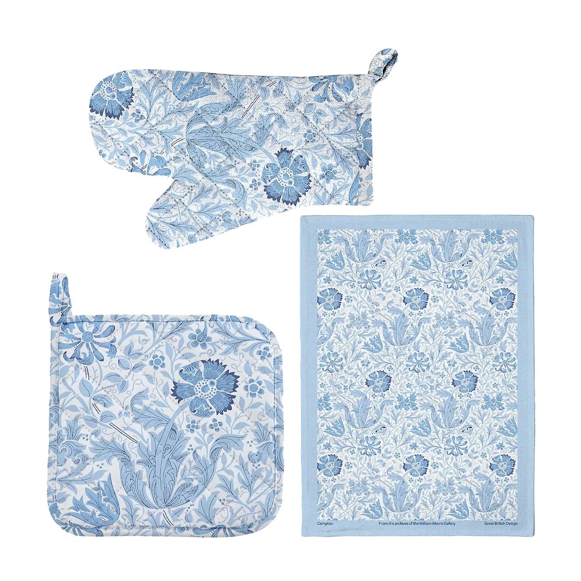 Set of 3 Blue Compton: Tea Towel, Oven Glove and Pot Holder main product photo