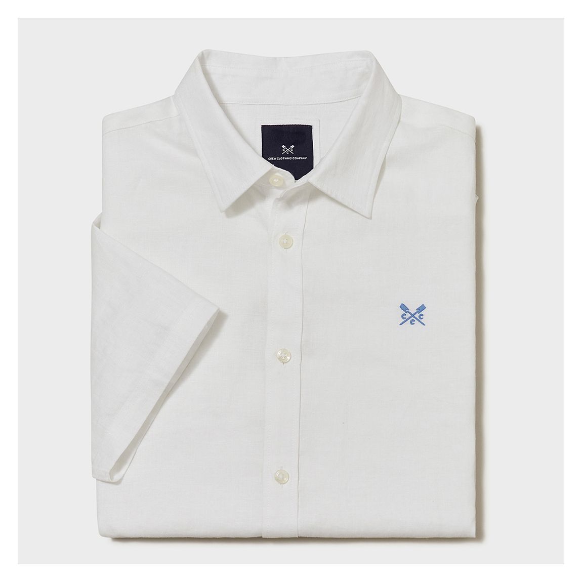 White Short Sleeve Linen Shirt main product photo