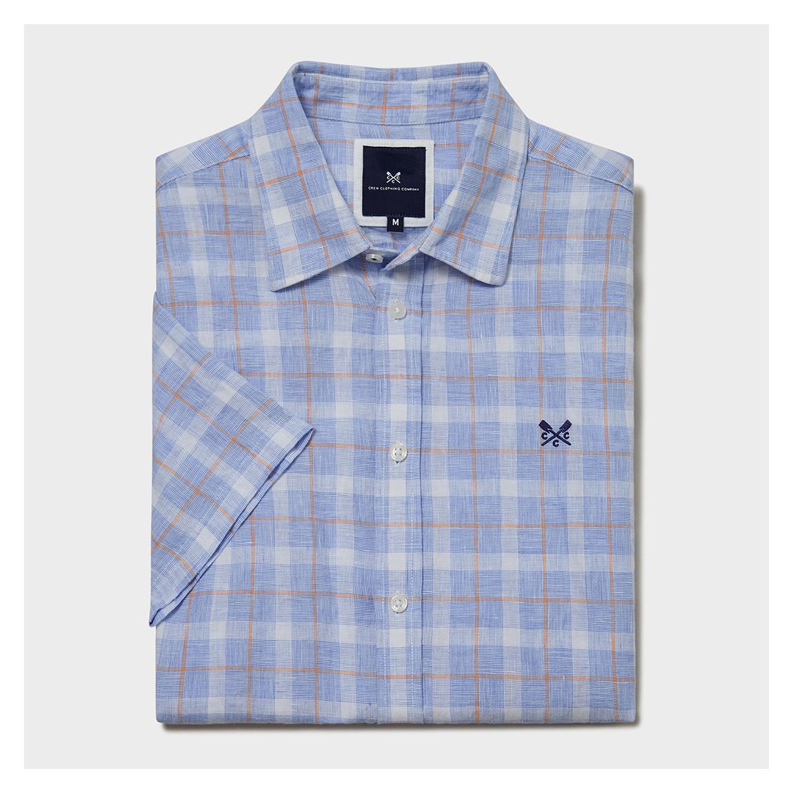Blue Mélange Short Sleeve Linen Blend Shirt main product photo