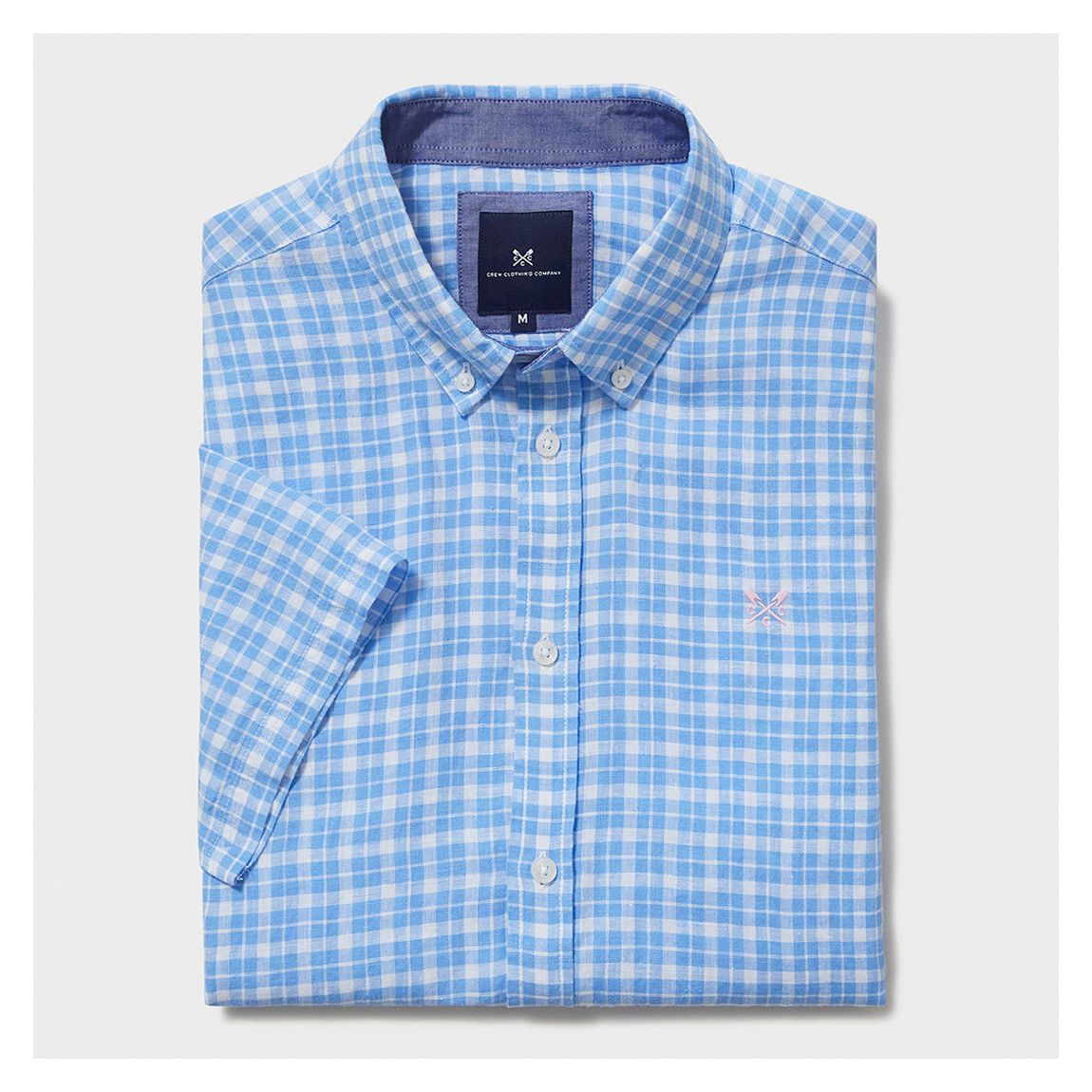 Blue/White Check Short Sleeve Linen Shirt main product photo