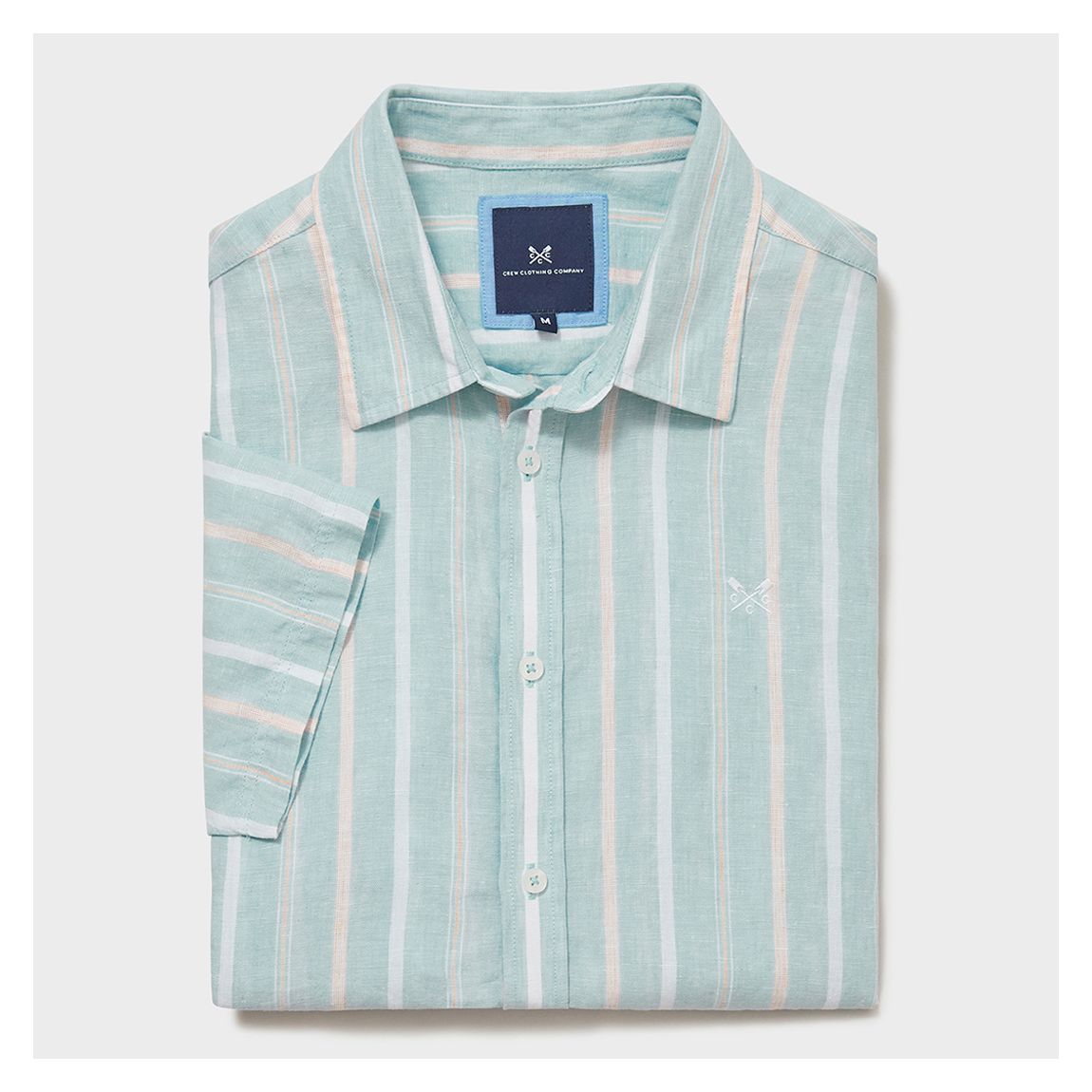 Mint Stripe Short Sleeve Linen Shirt main product photo