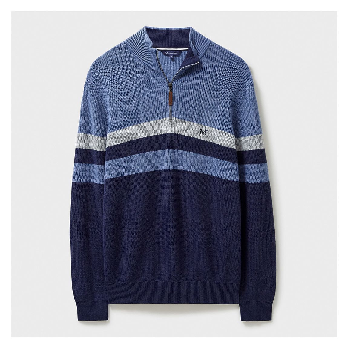 Blue Mélange Rye Ribbed Stripe Half Zip main product photo