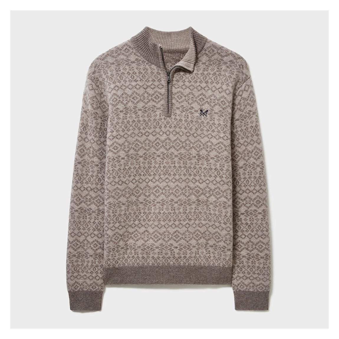 Taupe Fair Isle Half Zip Sweater main product photo