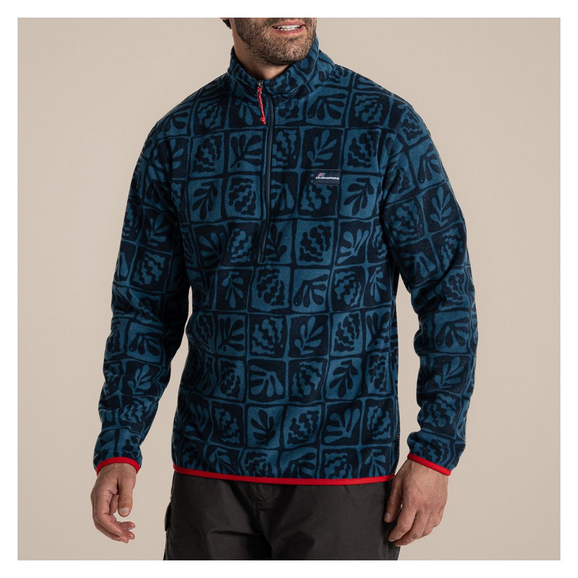Dark Blue Printed Galdie Half Zip Fleece main product photo