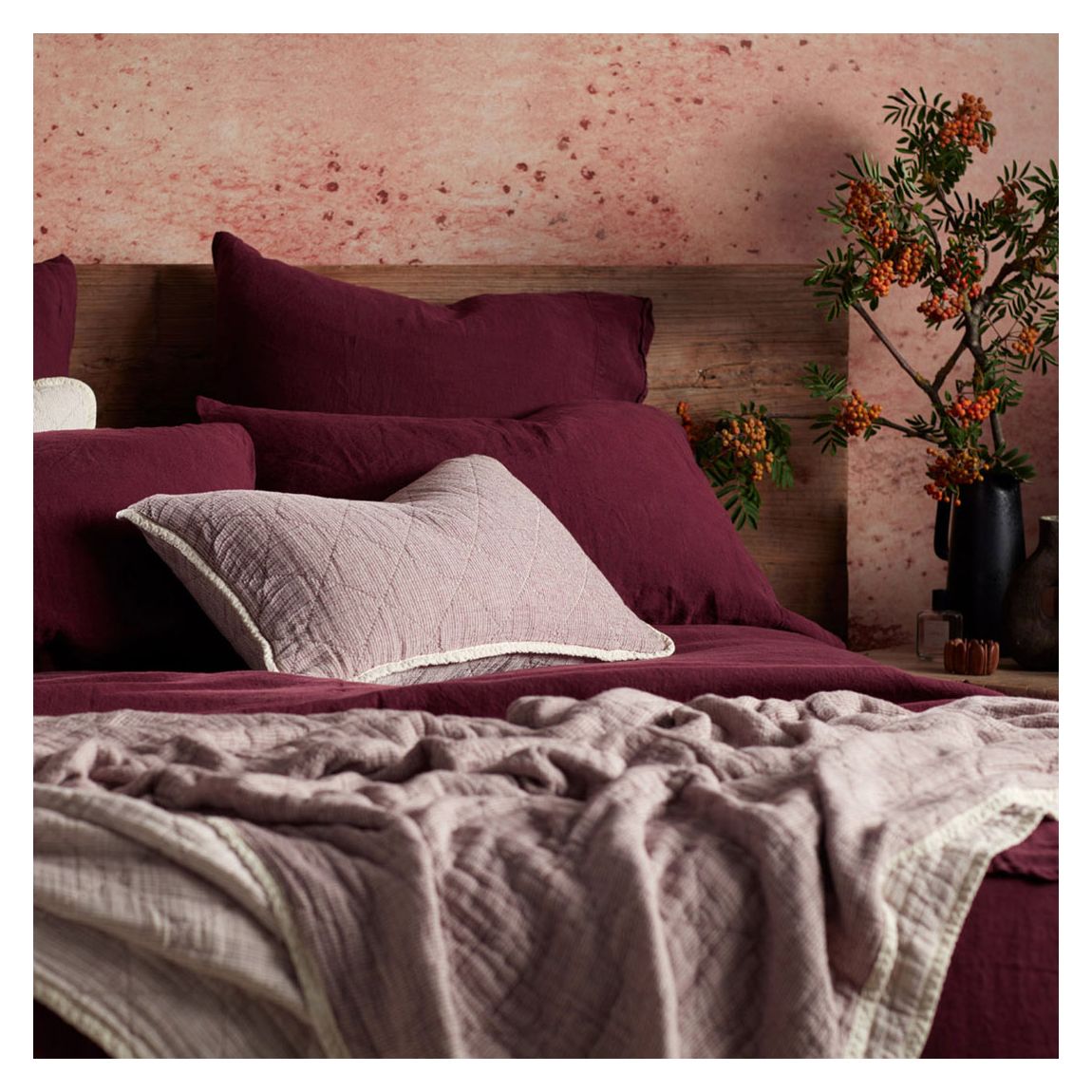 Beetroot Lenny 100% Cotton Quilted Rectangle Cushion Cover, Purple main product photo