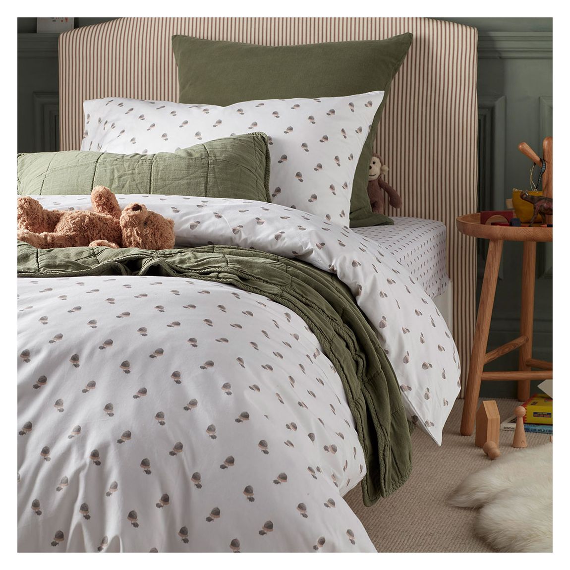 Acorn 100% Organic Cotton Fitted Sheet, Single, Multi main product photo