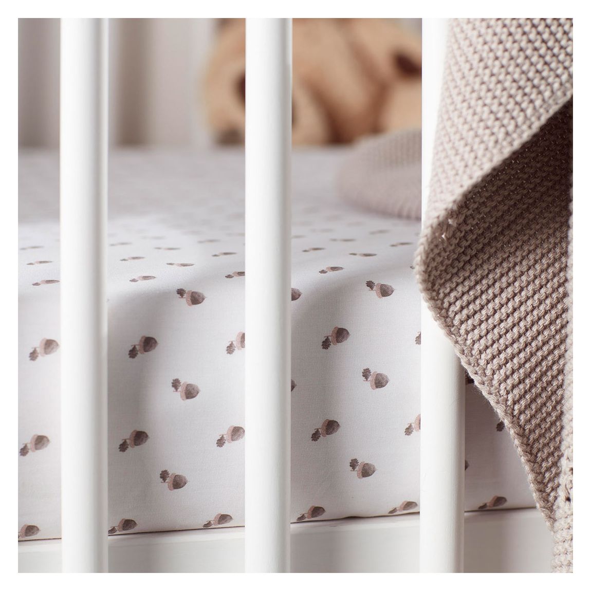 Acorn 100% Organic Cotton Fitted Sheet, Small Cot, Multi main product photo