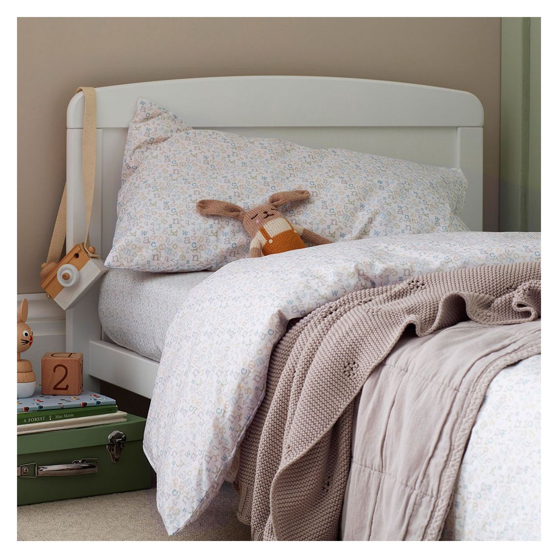 ABC 100% Organic Cotton Cot Bed Fitted Sheet, Multi main product photo