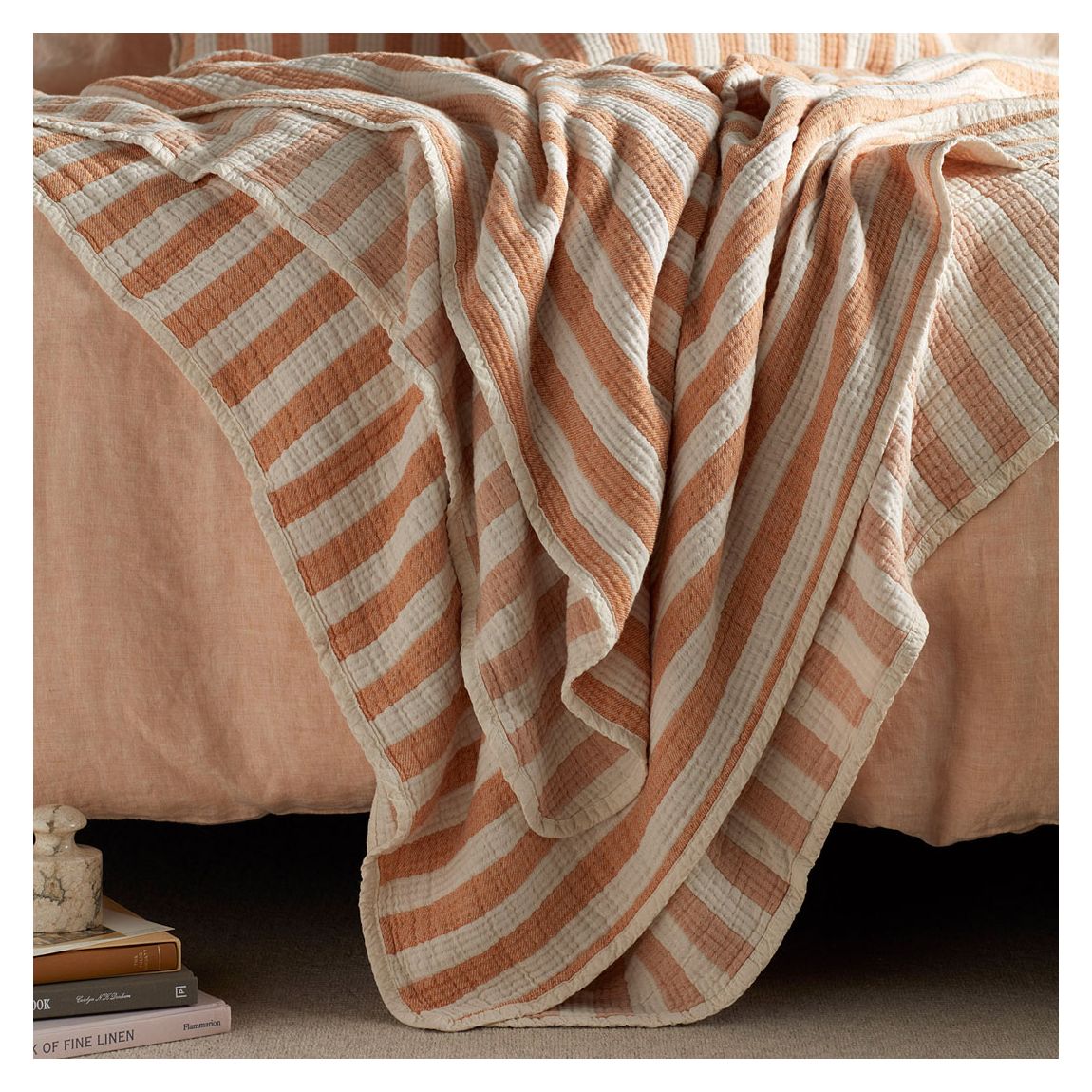 Butterscotch Reggie Stripe 100% Cotton Throw, King/Super King main product photo