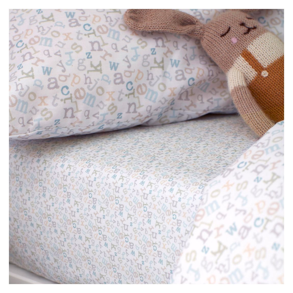 ABC 100% Organic Cotton Small Cot Fitted Sheet, Multi main product photo