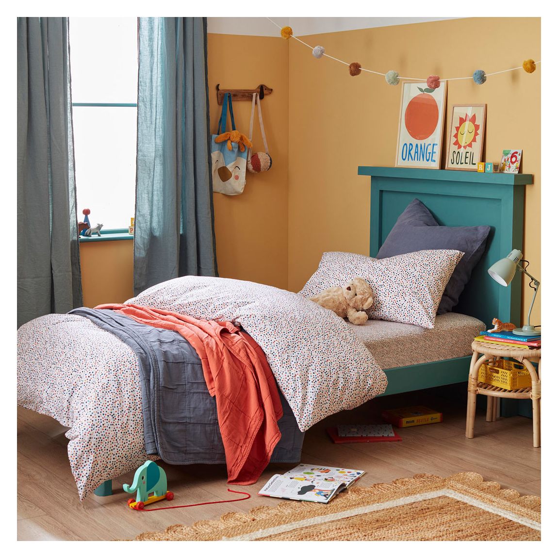 Frankie 100% Organic Cotton Fitted Sheet, Single, Multi main product photo