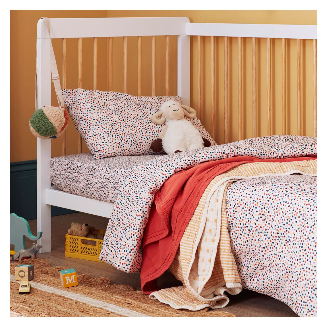 Frankie 100% Organic Cotton Fitted Sheet, Small Cot , Multi main product photo