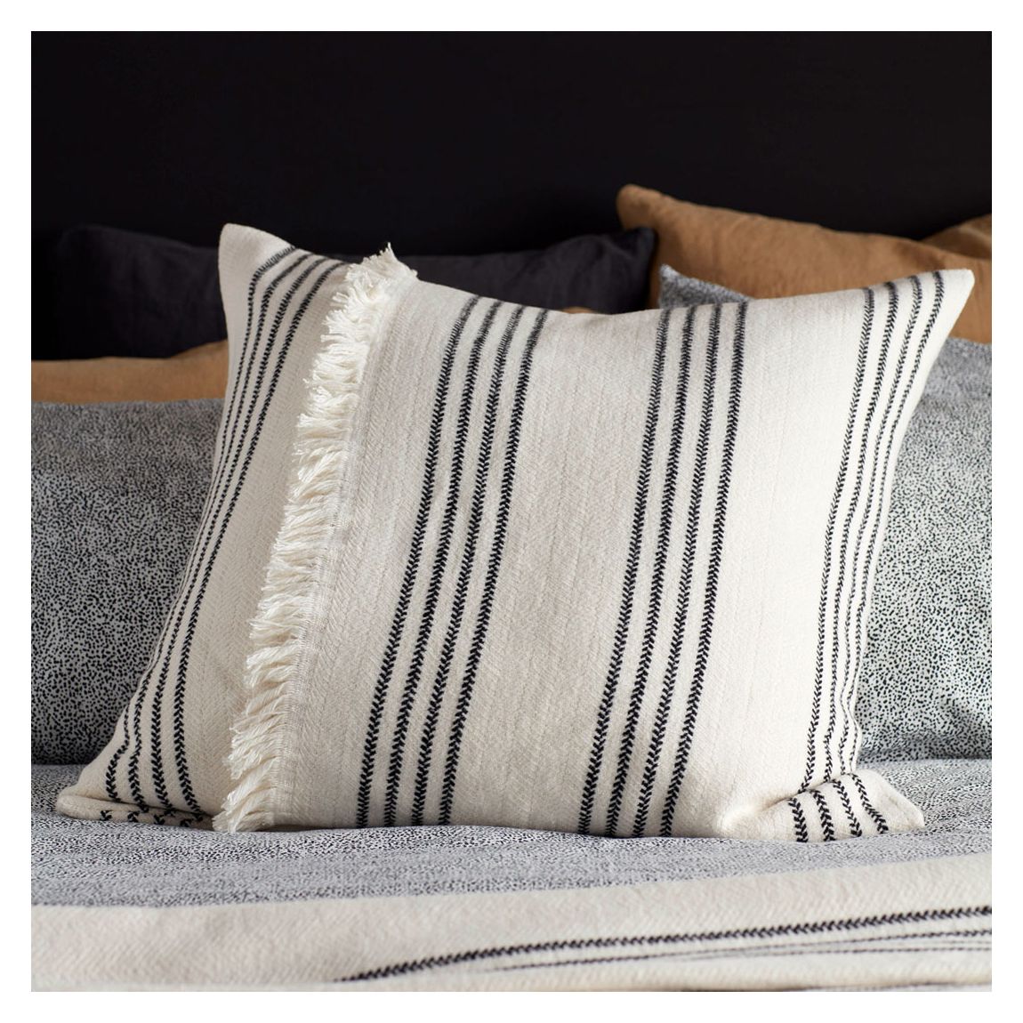 Sonny Cotton Cushion Cover, Black/White main product photo