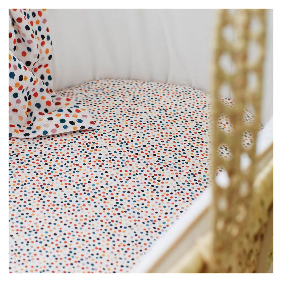 Frankie 100% Organic Cotton Fitted Sheet, Moses , Multi main product photo