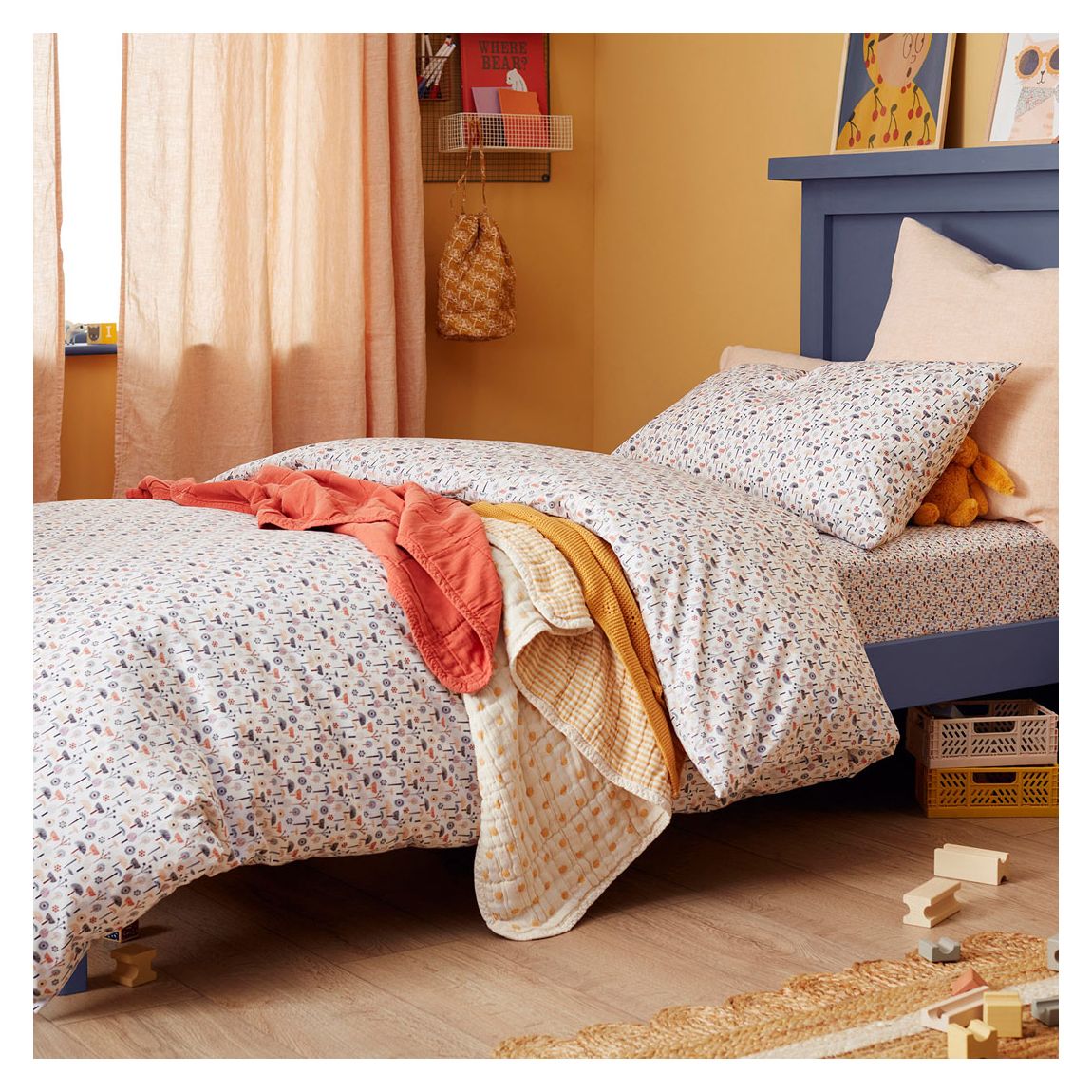 Mustard Spot Little Finn 100% Cotton Quilted Throw, Cot Bed, Yellow main product photo