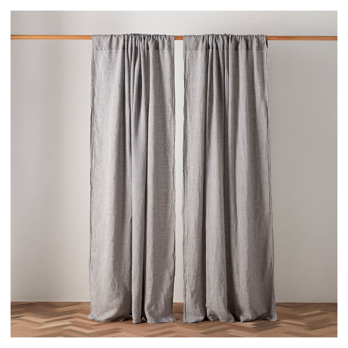 Flint Grey 100% Linen Loop Top Single Curtain, 168x229cm, Grey main product photo