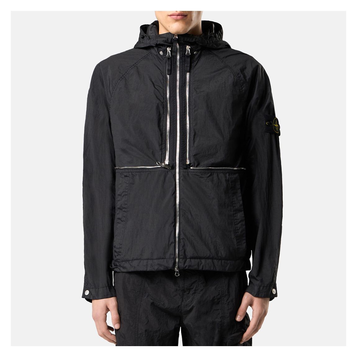 Black Convertible Hooded Nylon Jacket/Vest main product photo