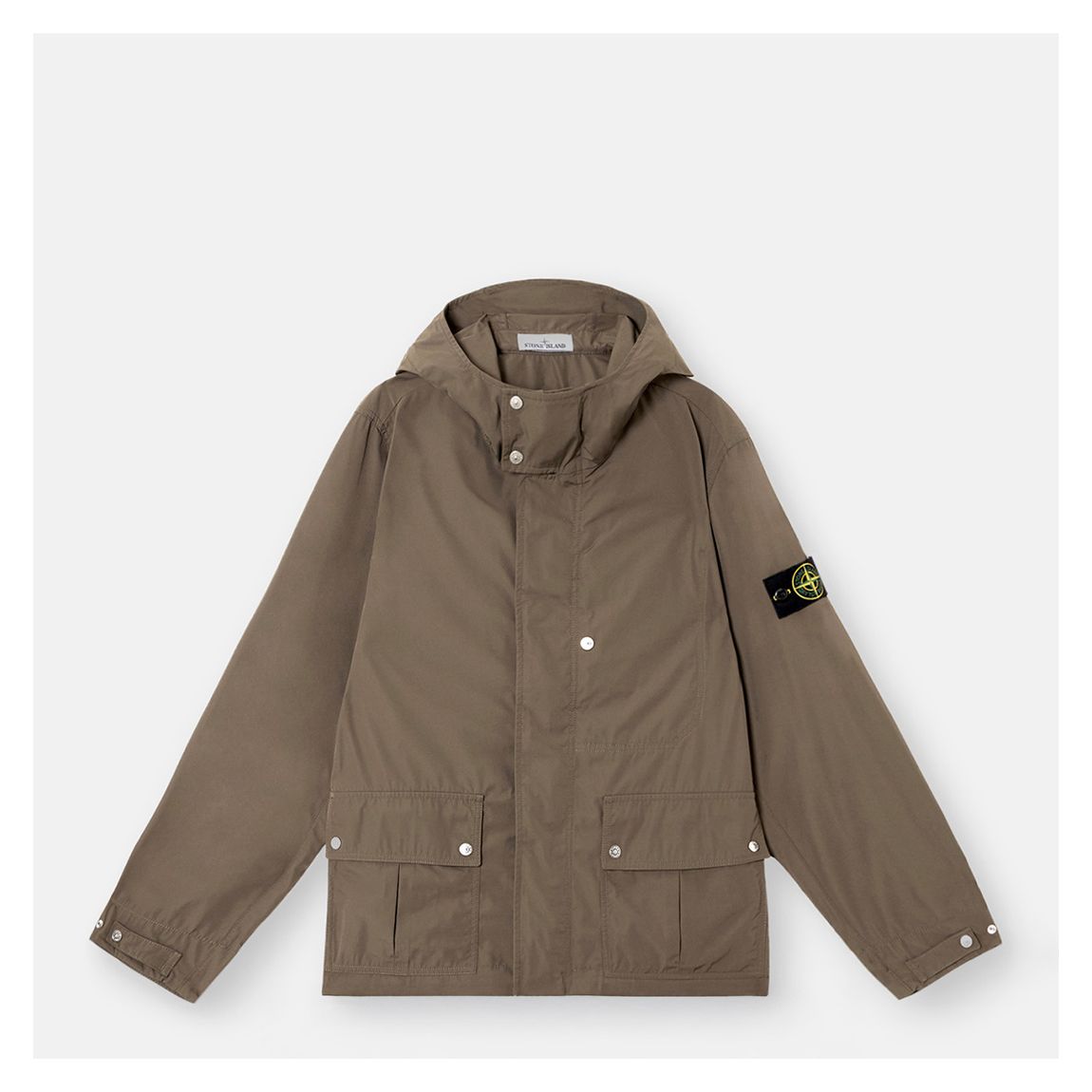 Khaki Green Micro Twill Hooded Jacket main product photo