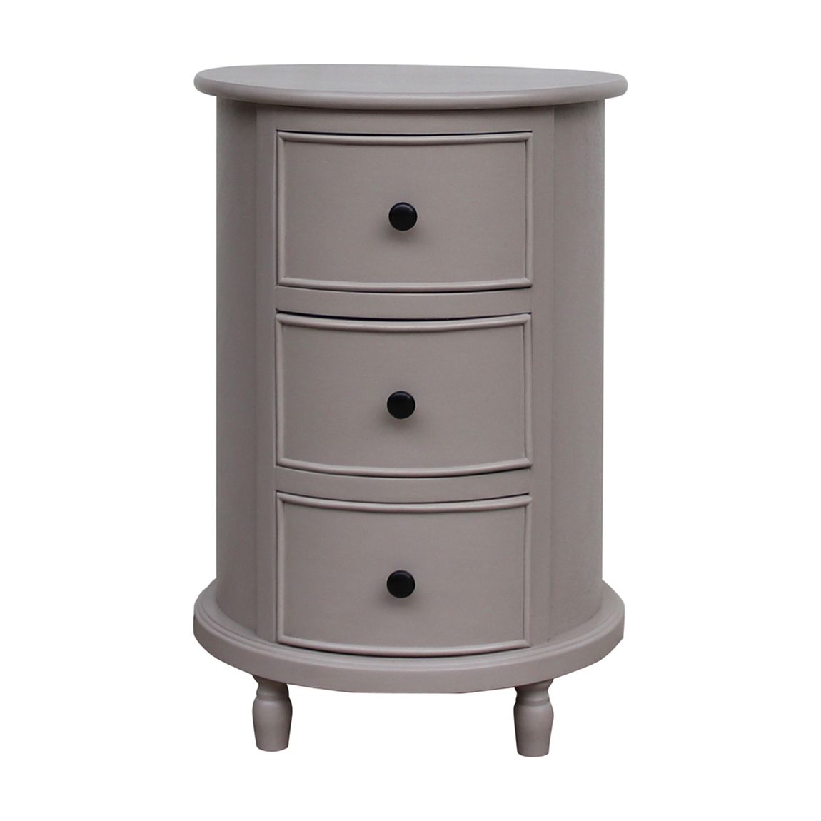 The Camden Collection 3 Drawer Round Side Table, Grey main product photo