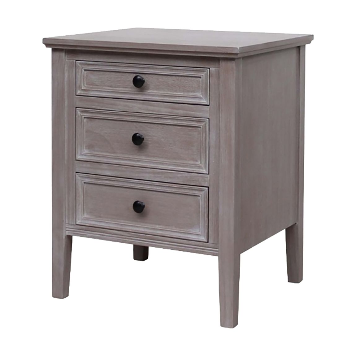 The Serene Collection Three Drawer Bedside Table, Grey main product photo