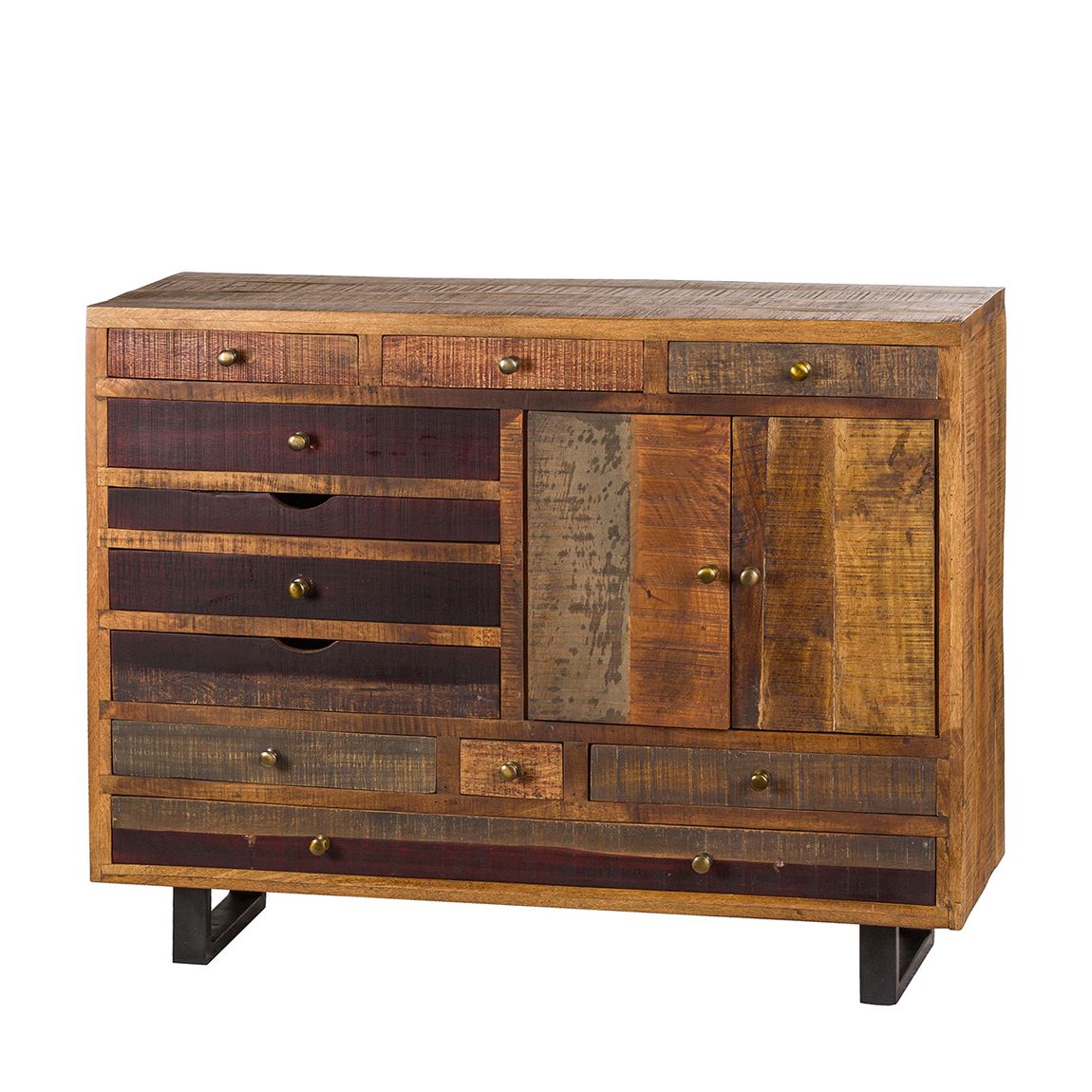 Multi Draw Reclaimed Industrial Chest With Brass Handle main product photo