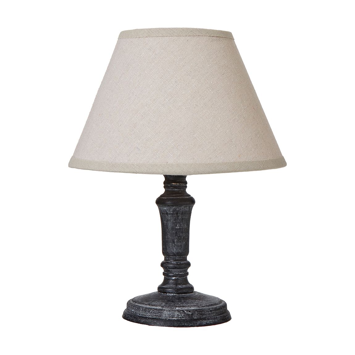 Palmyra Column Table Tamp With Linen Shade, Grey main product photo